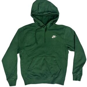 Nike Sportswear Club Fleece Pullover Hoodie Dark Green Embroidered Swoosh XS